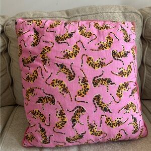 Anthropologie Pink Leopard Accent Pillow